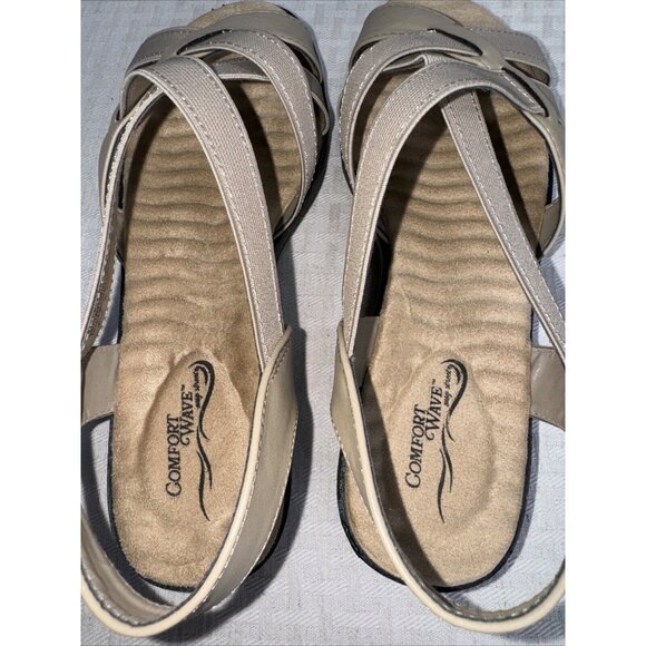Easy Street Comfort Wave Janice Size 9 W Womens Slip On Sandal Natural Gore - Picture 8 of 11